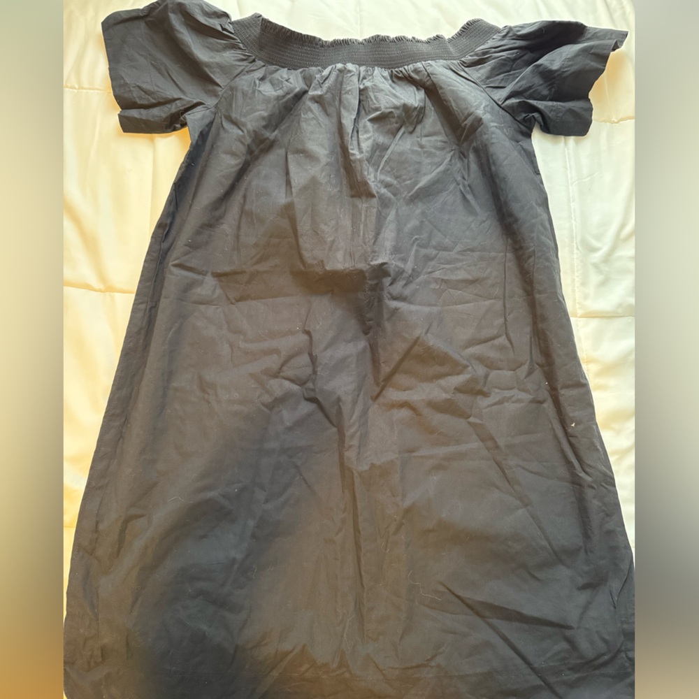 J. Crew Black Off Shoulder or on Short Sleeve Knee Length Dress Cotton lined